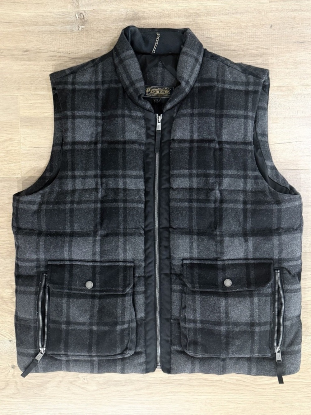 Pendleton Wool Blend Goose Down Filled Vesst Men's XXL Gray/Blk